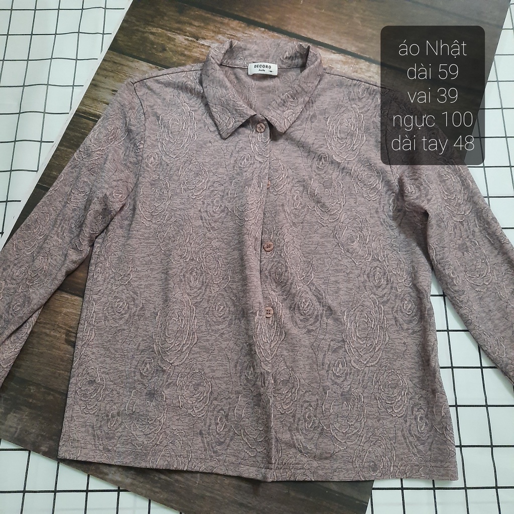 Sơ mi Nhật vintage màu nude hoa chìm  - Thanh lý sơ mi vintage Nhật - Pass áo sơ mi hiệu - Nude2-A