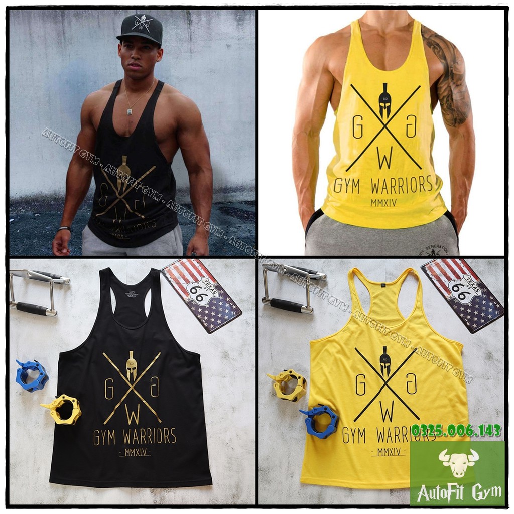 Áo Ba Lỗ Nam WARRIORS Áo Tank Top Thể Thao, Tập Gym dây stringers hàng nhập khẩu [AUTOFIT GYM]