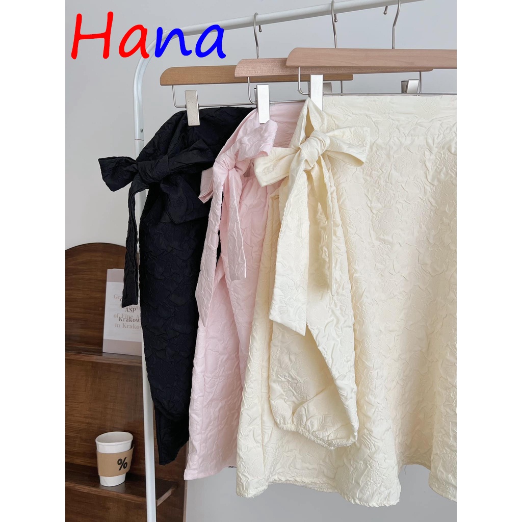 Váy Trễ Vai Thắt Nơ Dáng Babydoll Xòe Chất Tafta - Hana22