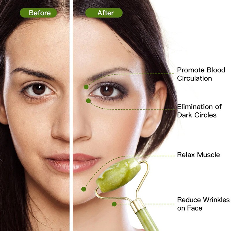 Thanh lăn/Tấm guasha SUAKE bằng đá ngọc bích massage mặt độc đáo