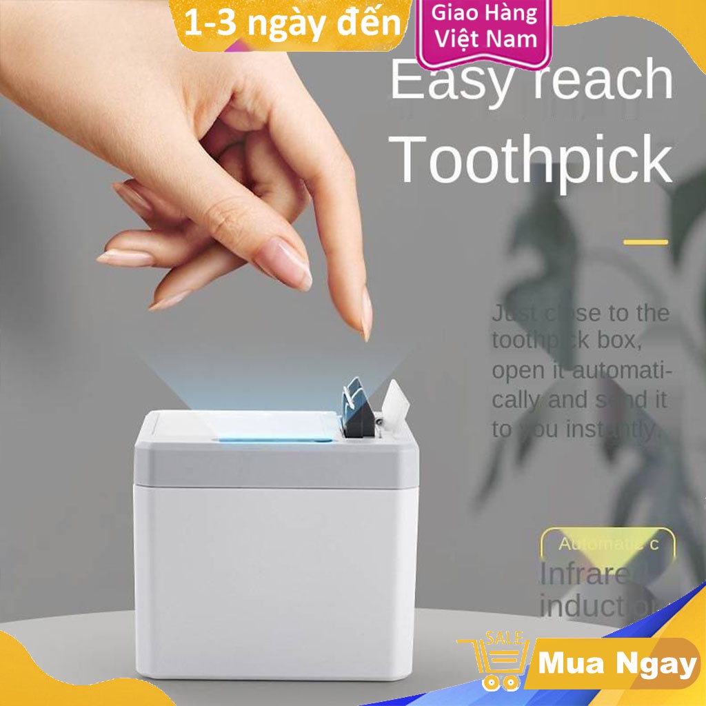 Hộp Đựng Tăm Xỉa Răng Thông Minh Cảm Ứng Hồng Ngoại Lấy Tăm Tiện Lợi Thiết Kế Nhỏ Gọn Sang Trọng Kèm Dây Cáp Sạc USB
