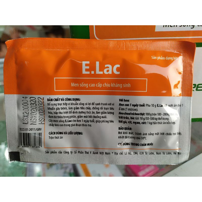 Men sống cao cấp chịu kháng sinh Elac 10g