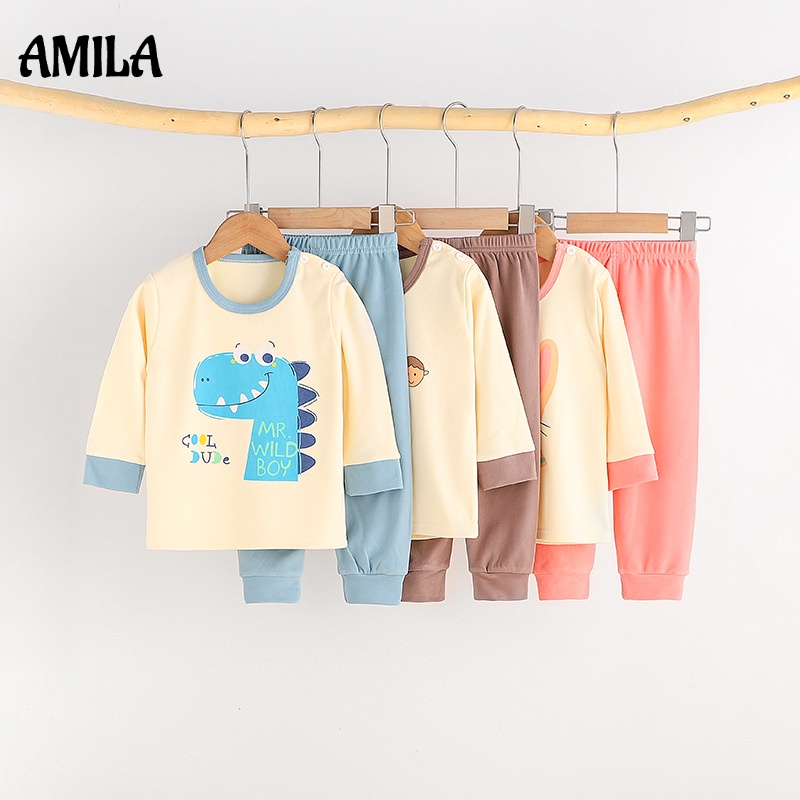 Bộ đồ ngủ AMILA dáng dài mặc ở nhà kiểu dáng mới mẻ thời trang mùa thu cho bé trai