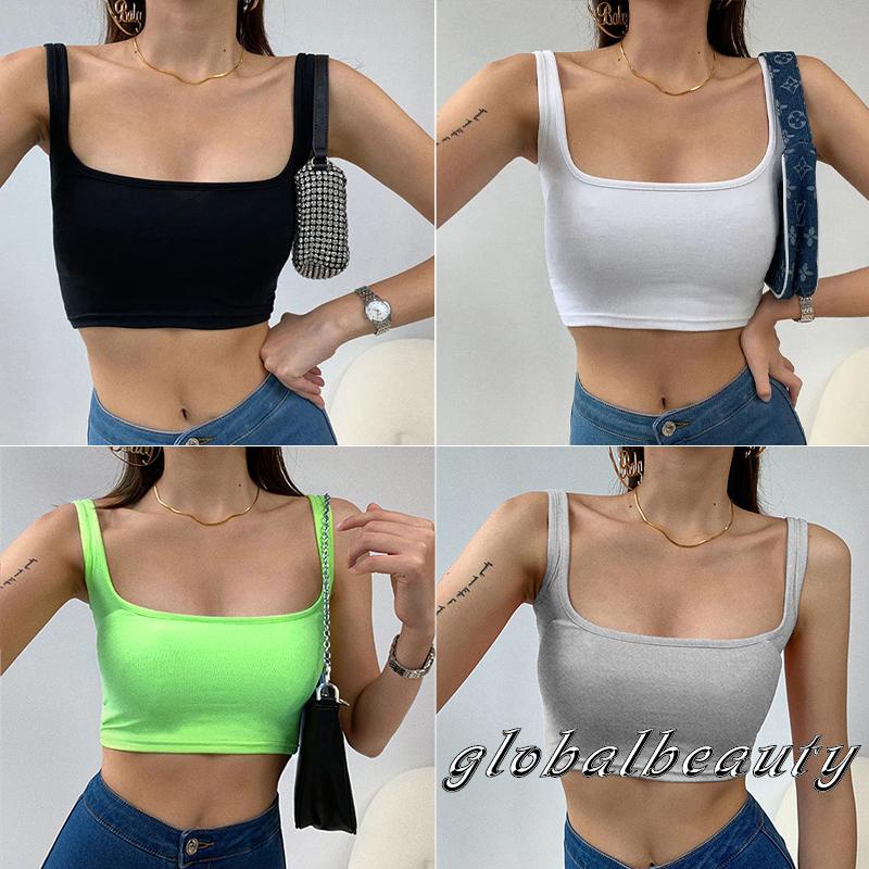 Áo croptop cổ vuông màu sắc thời trang cho nữ