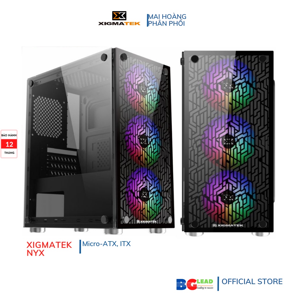 Vỏ case máy tính XIGMATEK NYX - M-ATX, 2 SIDE TEMPERED GLASS