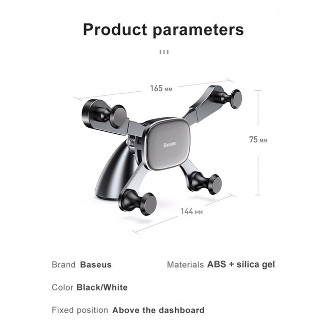 Bố đế giữ điện thoại trên ô tô Baseus Horizontal Screen Gravity Holder