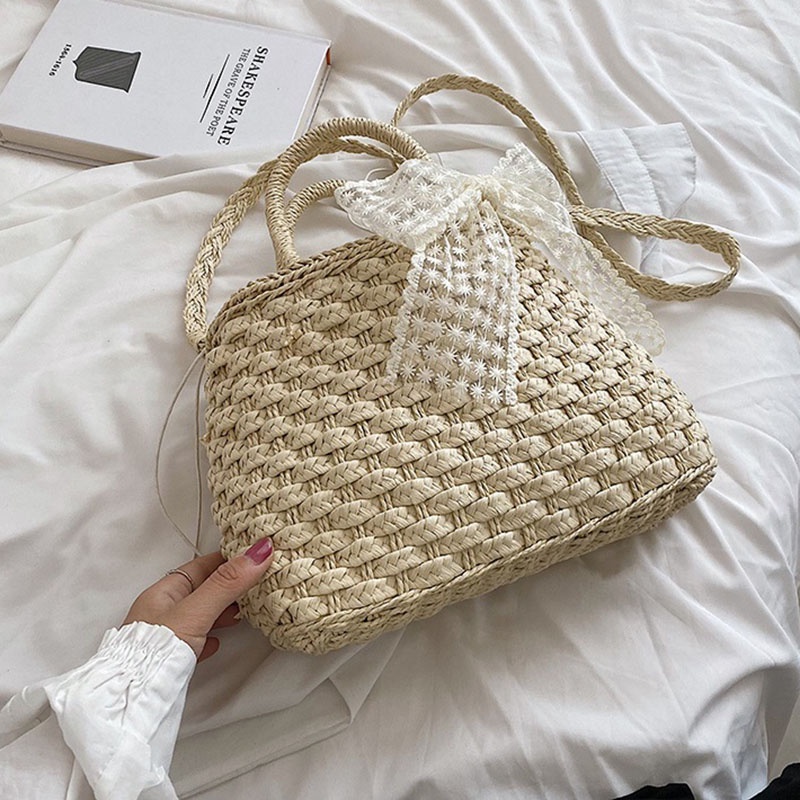 Túi xách IELGY đan rơm phong cách đi biển dành cho nữ
