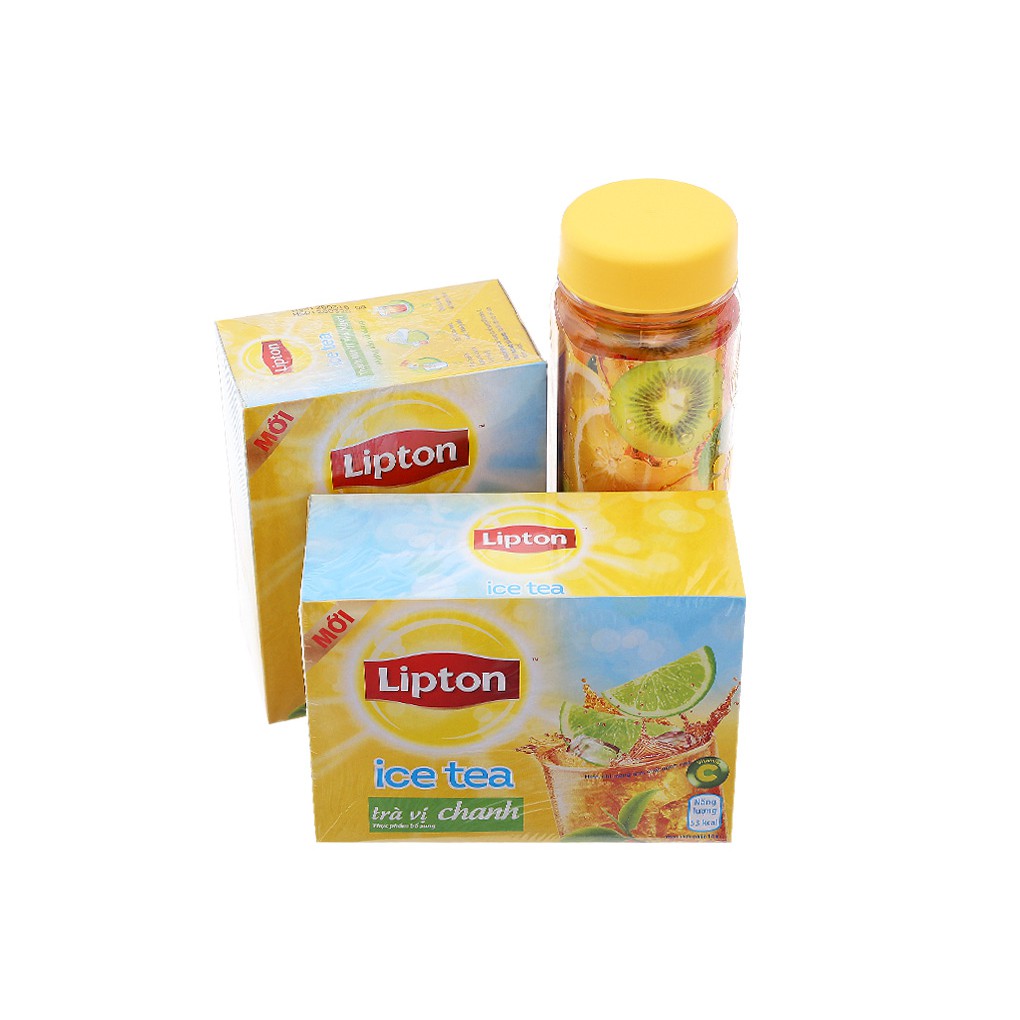 Lipton - Bộ Trà Chanh Mật Ong Hòa Tan Tặng Bình Nước 448g (2 hộp x 224g (16 gói x14g))