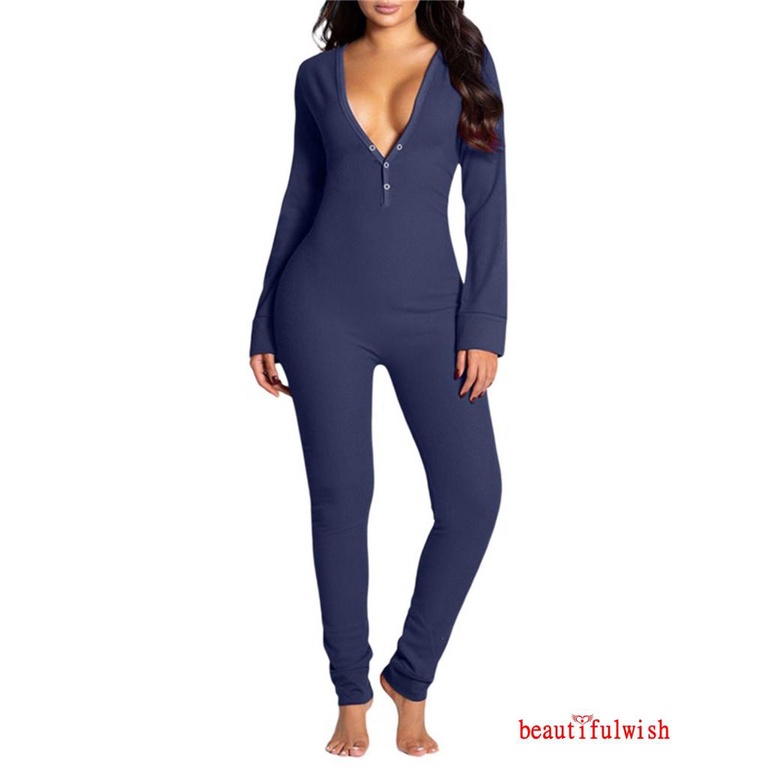 ✥Fd❀Bộ Đồ Ngủ Liền Thân Tay Dài Màu Trơn Dành Cho Nữ | BigBuy360 - bigbuy360.vn