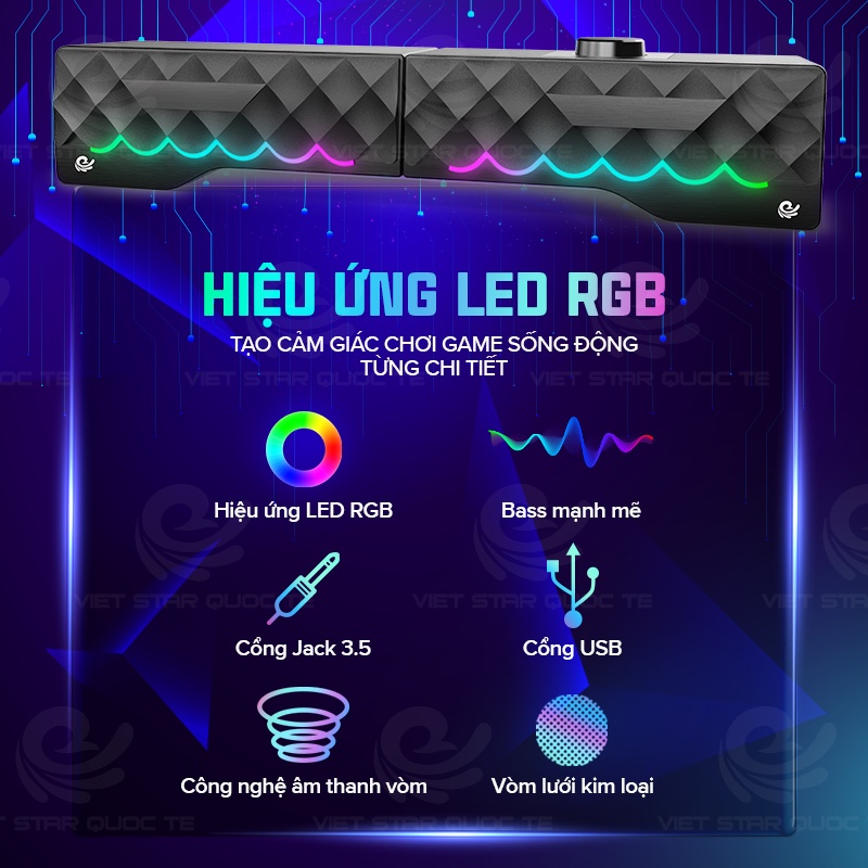 Loa vi tính bluetooh VS-168, USB hiệu ứng LED RGB,kết nối tai nghe, thanh âm tuyệt đỉnh,công suất lớn, bảo hành 12 tháng