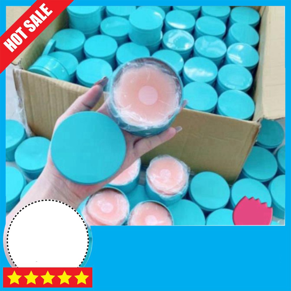 Miếng Dán Ngực Silicon Cao Cấp Hộp 5 Đôi  Loại Có Nhũ Che Đầu Ti  (Hộp Sắt)