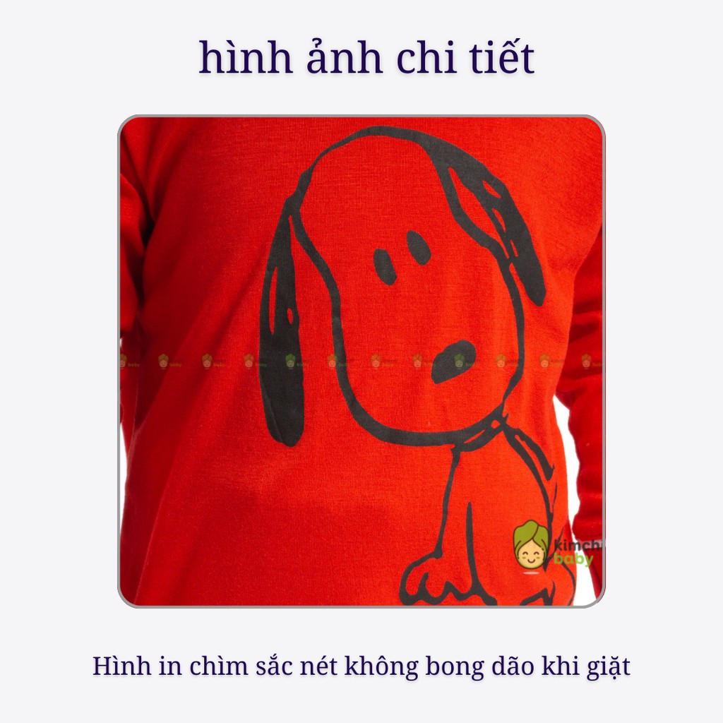 Đồ Bộ Bé Trai, Bé Gái Minky Mom Vải Thun Lạnh Hoạ Tiết Snoopy Dễ Thương, Bộ Quần Áo Trẻ Em Thu Đông MKMTD2132