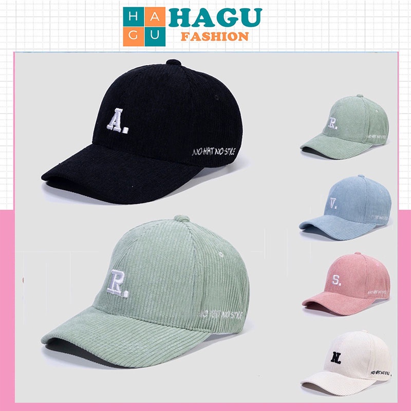 Mũ Lưỡi Trai Nón Kết Nhung Cao Cấp Thêu Chữ A V R S P W No Hat No Style 453 Phong Cách Ulzzang Form Unisex Nam Nữ