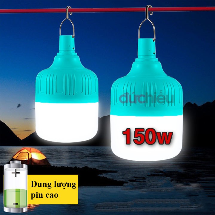 [ Hàng loại 1 ] Bóng đèn LED sạc tích điện kèm adapter sạc nhiều kích cỡ | Đức Hiếu Shop