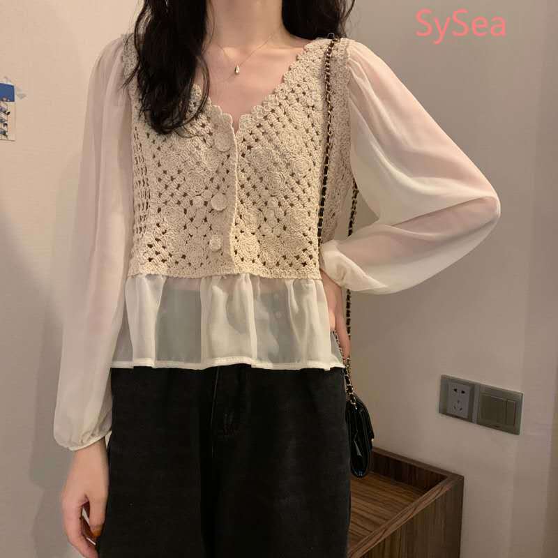 Áo Kiểu Cổ Chữ V Dáng Rộng Phong Cách Retro Thời Trang Mùa Hè Cho Nữ