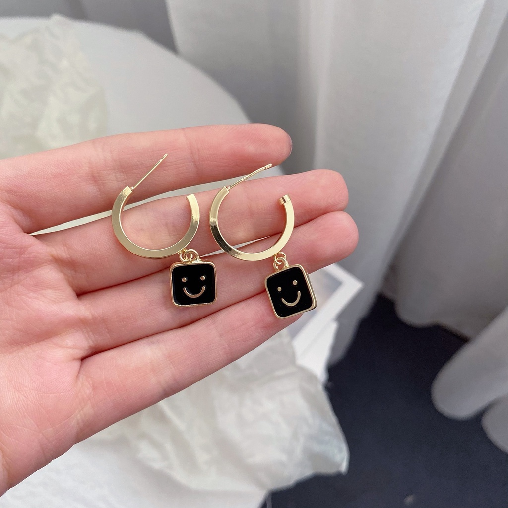 Bông Tai Mạ Bạc 925 Hình Mặt Cười Dễ Thương Phong Cách Hàn Quốc 2022