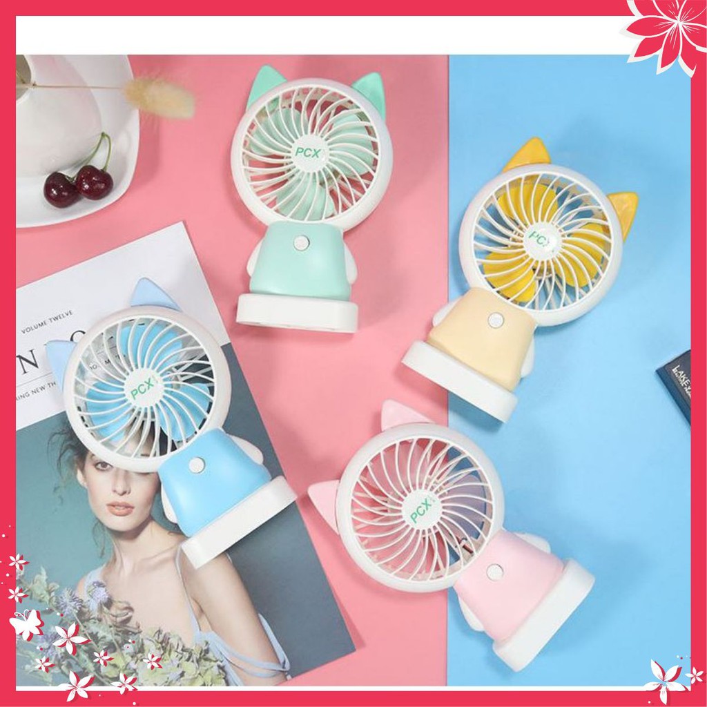 [Siêu Sale] Quạt Mini tích điện cầm tay và để bàn hình dễ thương mèo **