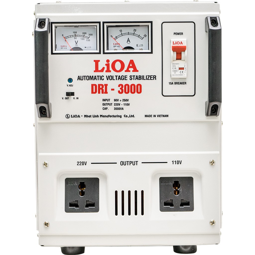 Ổn áp 1 pha LIOA DRI-3000 II 3.0kVA điện áp vào 90V - 250V ( Thế hệ mới 2018 )