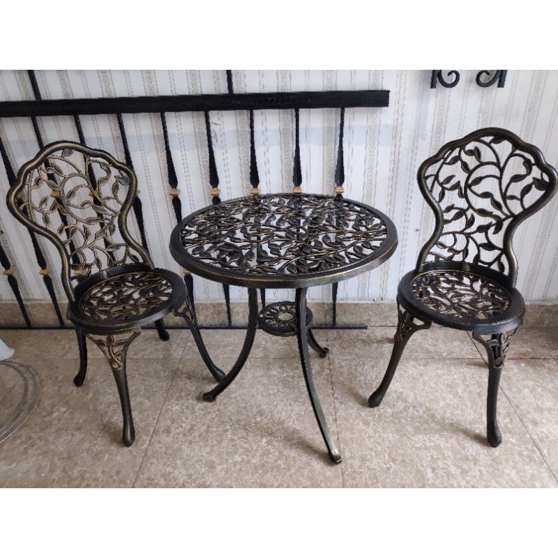 Bàn ghế nhôm đúc mẫu lá cây sân vườn ban công 4 ghế 1 bàn