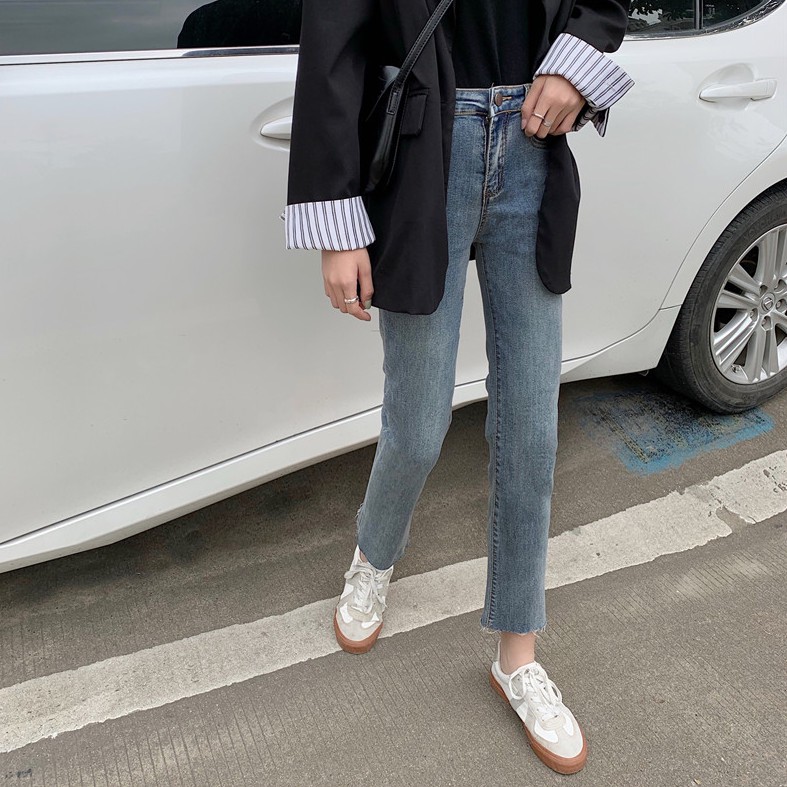  Xiaozhainv Quần jeans thời trang nữ ống rộng lưng cao phong cách Hàn Quốc | BigBuy360 - bigbuy360.vn