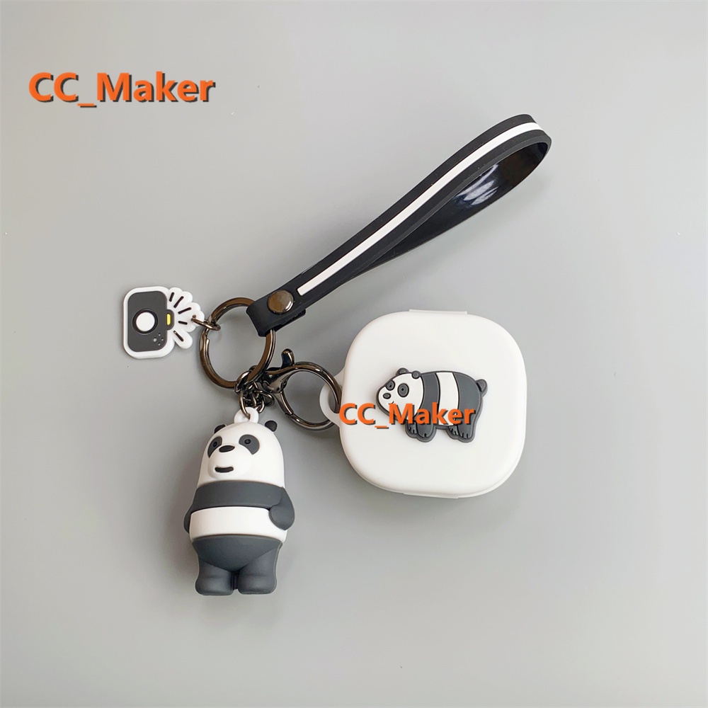 SoundPeats Air2 Case Cartoon We Bare Bears Keychain Pendant SoundPeats True Air2 Silicone Soft Shell Case Cute Solid Color Ring Lanyard Cute Panda Pendant SoundPeats Air2 Cover Shockproof Shell Case