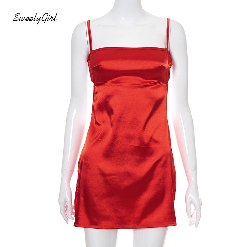 Đầm mini hai dây hở lưng màu trơn thời trang quyến rũ dành cho nữ