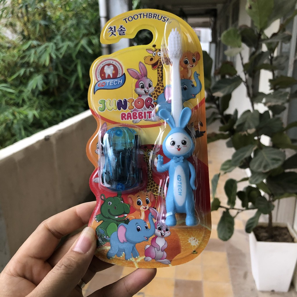 Bàn chải đánh răng cho bé hình con thỏ EQ Tech Junior Rabbit bàn chải đánh răng lông mềm cho bé bảo vệ nướu và răng