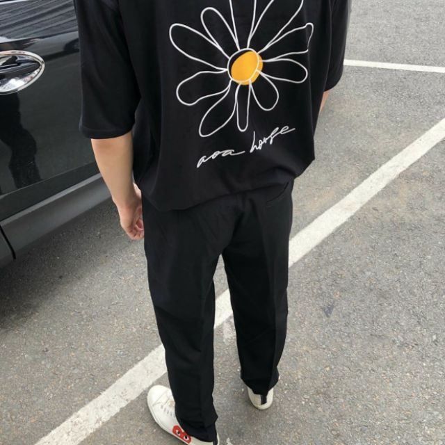 Áo thun tay lỡ Unisex in bông sau lưng