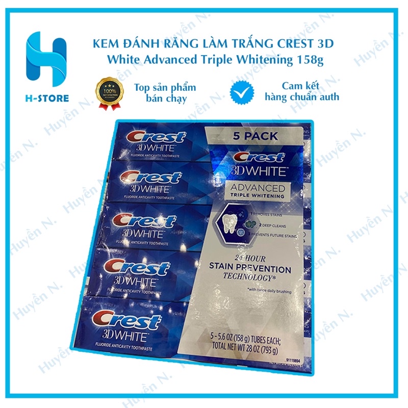 KEM ĐÁNH RĂNG LÀM TRẮNG CREST 3D White Advanced Triple Whitening 158g