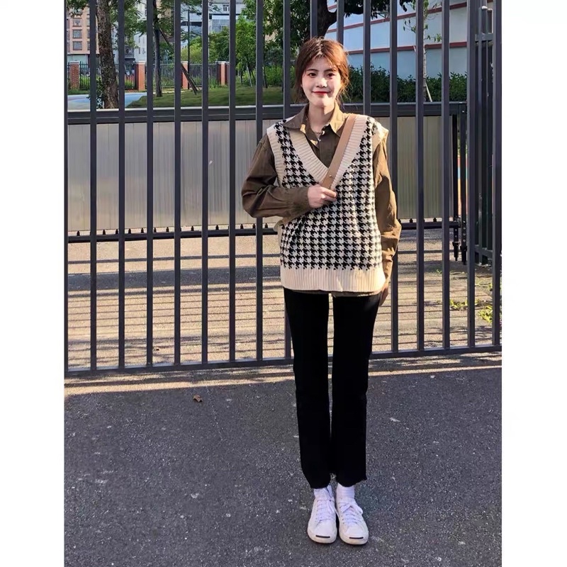 Áo Ghile Kẻ Màu Vintage Viền Nhiều Màu Chất Len Dày Dặn