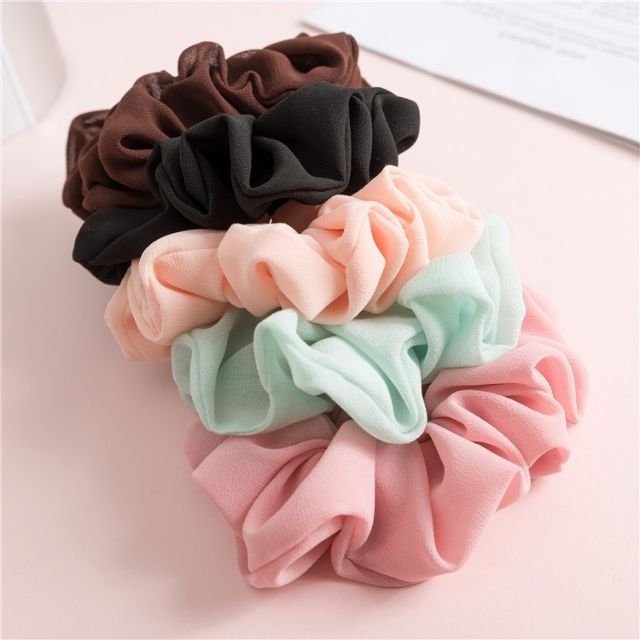 [Mã FAXANH88 hoàn 15% đơn 300K] _Dây cột tóc scrunchies vải chiffon siêu xinh nhiều màu