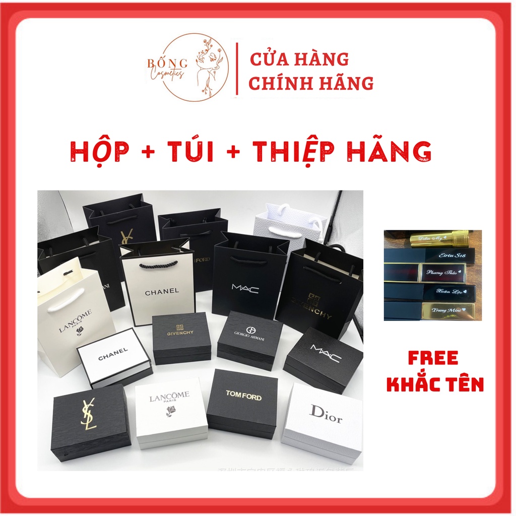 Hộp túi hãng mac, chanel, ysl, dior,tom ford chính hãng, Bống cosmestics