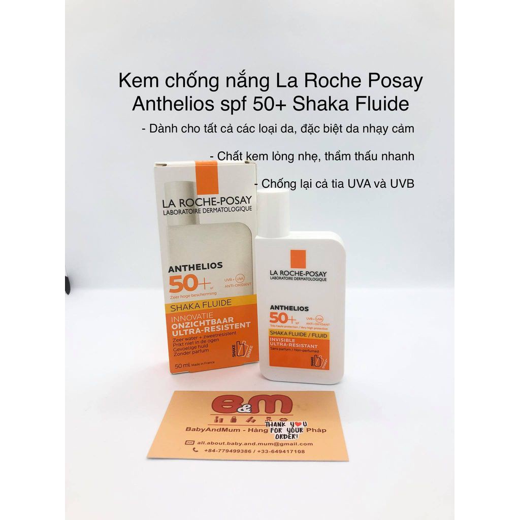 [FREESHIP] Kem Chống Nắng LA ROCHE POSAY Anthelios Shaka Fluid SPF 50+ Cho Da Nhạy Cảm + Da Dầu