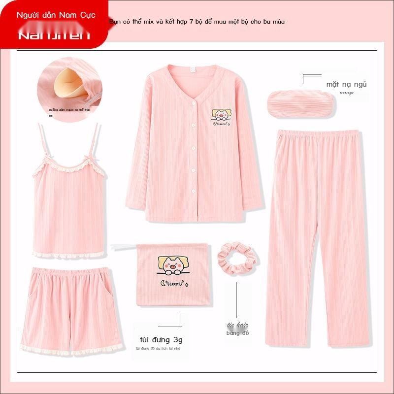Bộ Đồ Ngủ cotton Tay Dài Thời Trang Xuân Thu Cho Nữ