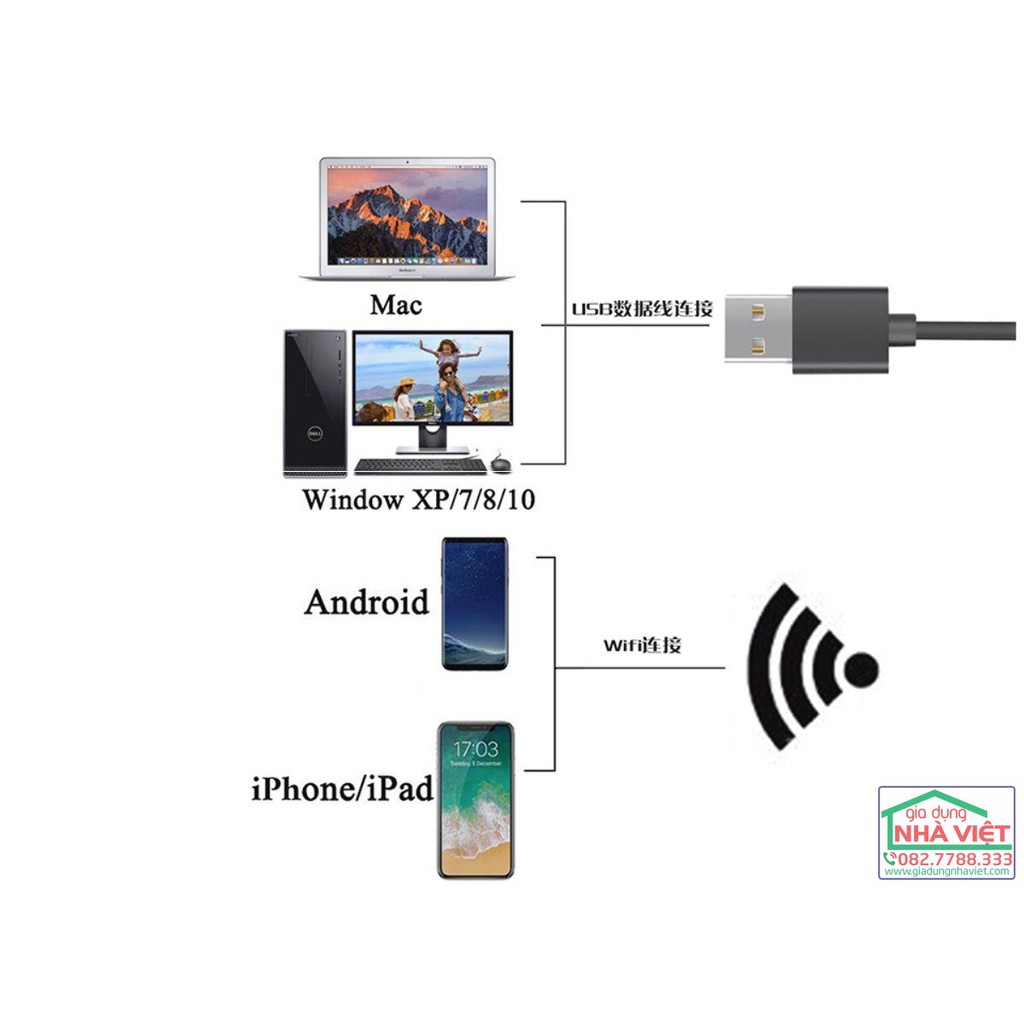 Kính hiển vi điện tử phóng đại 1000x FullHD kết nối WiFi YPCX03