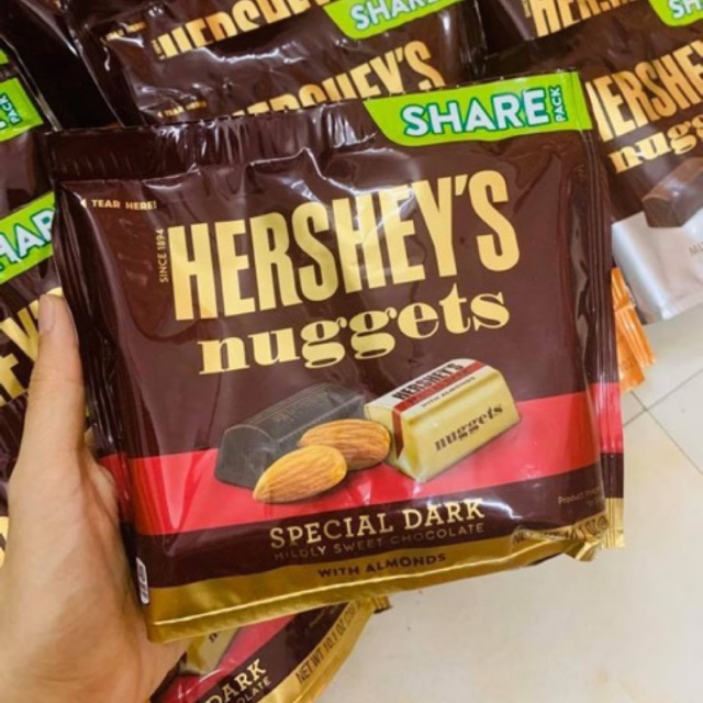 Socola Hersheys Nuggets Dark Almonds 299gram