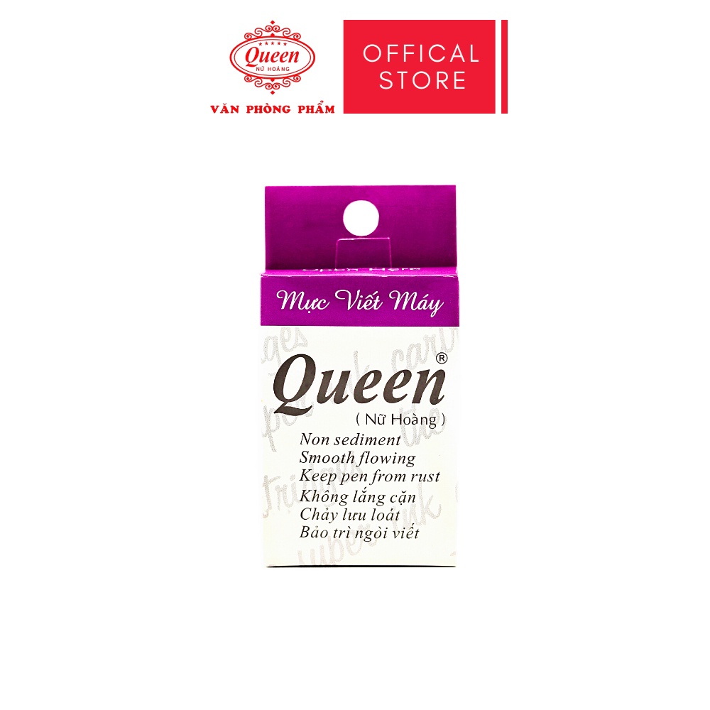 Ống mực bút máy Queen  - Đường Kính 3.4mm -  1 Hộp 12 Ống/ 1 Block 12 Hộp - Màu Tím/Xanh Dương/Đen - FIC034