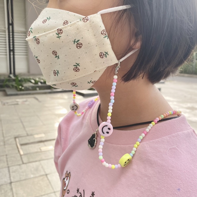 Dây đeo khẩu trang mặt cười màu pastel siêu cưng cho bé và người lớn / dây chống thất lạc khẩu trang