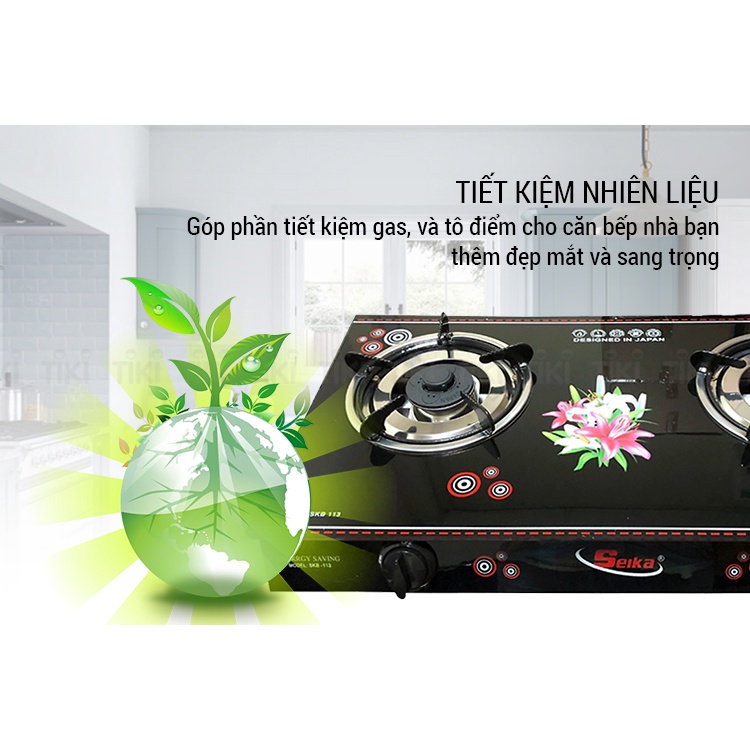 Bếp Gas Đôi Mặt Kính (Sen Nhôm) SEIKA hàng xuất Nhật Bản SKB113 Hàng Chính Hãng