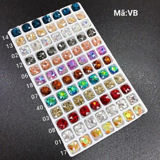 🐾ĐÁ NAIL🐾  Đá đính móng túi 10v - Đá khối chân vàng - Đá khối vuông bo - VB