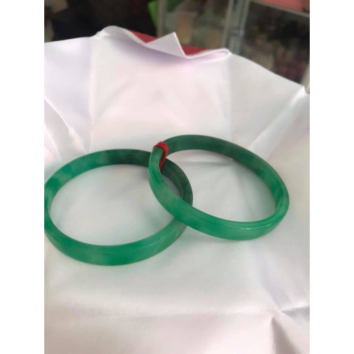 🌺🌺Cặp Vòng C Thạch Bản Vuông 52mm Xanh Ngọc Lý Đậm Bóng Đẹp Ni 52mmxcao 7mmxdầy 4mm Nữ Mạng Thủy Mộc Hỏa 50kg -56kg 650k