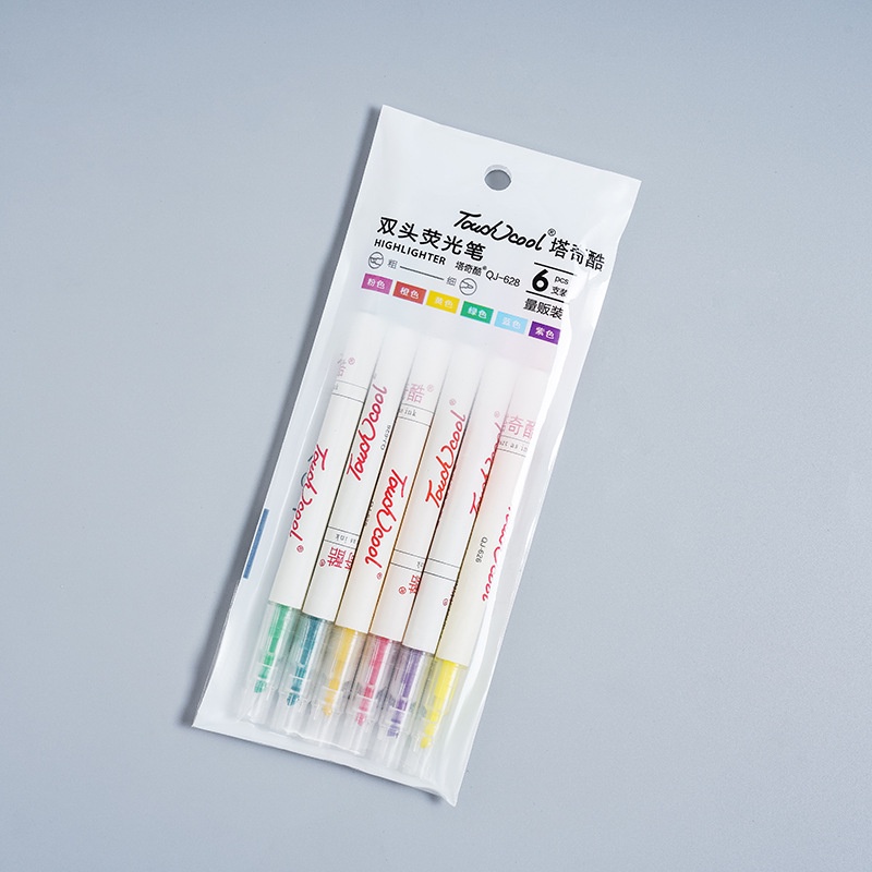 Set 6 Bút Đánh Dấu Hai Đầu Nhiều Màu Sắc Sáng Tạo Phong Cách Hàn Quốc Dành Cho Học Sinh
