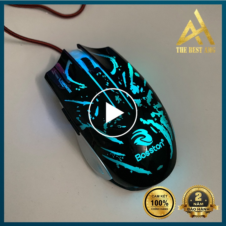 Chuột Máy Tính Laptop Mouse Chơi Game BOSSTON GM100  Đèn LED 7 Màu - Chuột Gaming Có Dây Chuyên Game