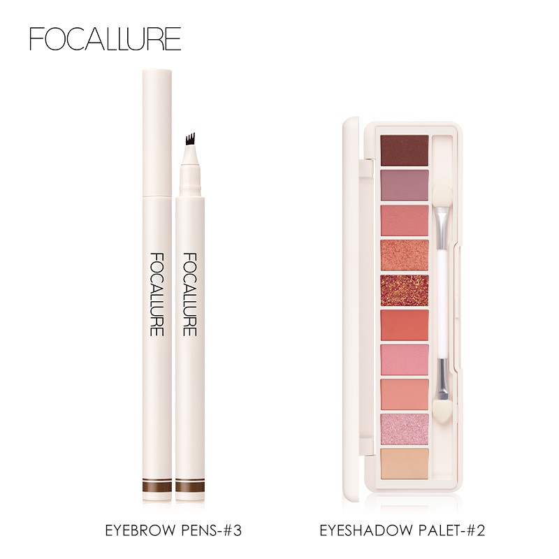 FOCALLURE Bộ 5món dụng cụ trang điểm phấn mắt + mascara + son môi + chì kẻ chân mày 232g