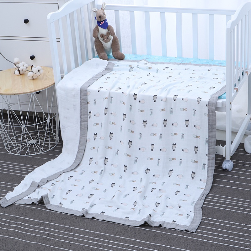 Khăn tắm aden 4 lớp có viền mềm mại cho bé, Khăn xô tắm cho bé sơ sinh KT 110x110cm Thị Nắng Store