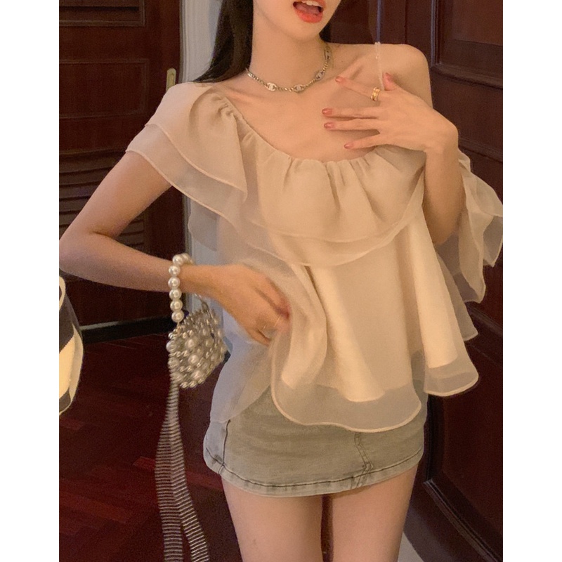 Áo Ngắn Trễ Vai Không Tay Thời Trang Mùa Hè Quyến Rũ Cho Nữ