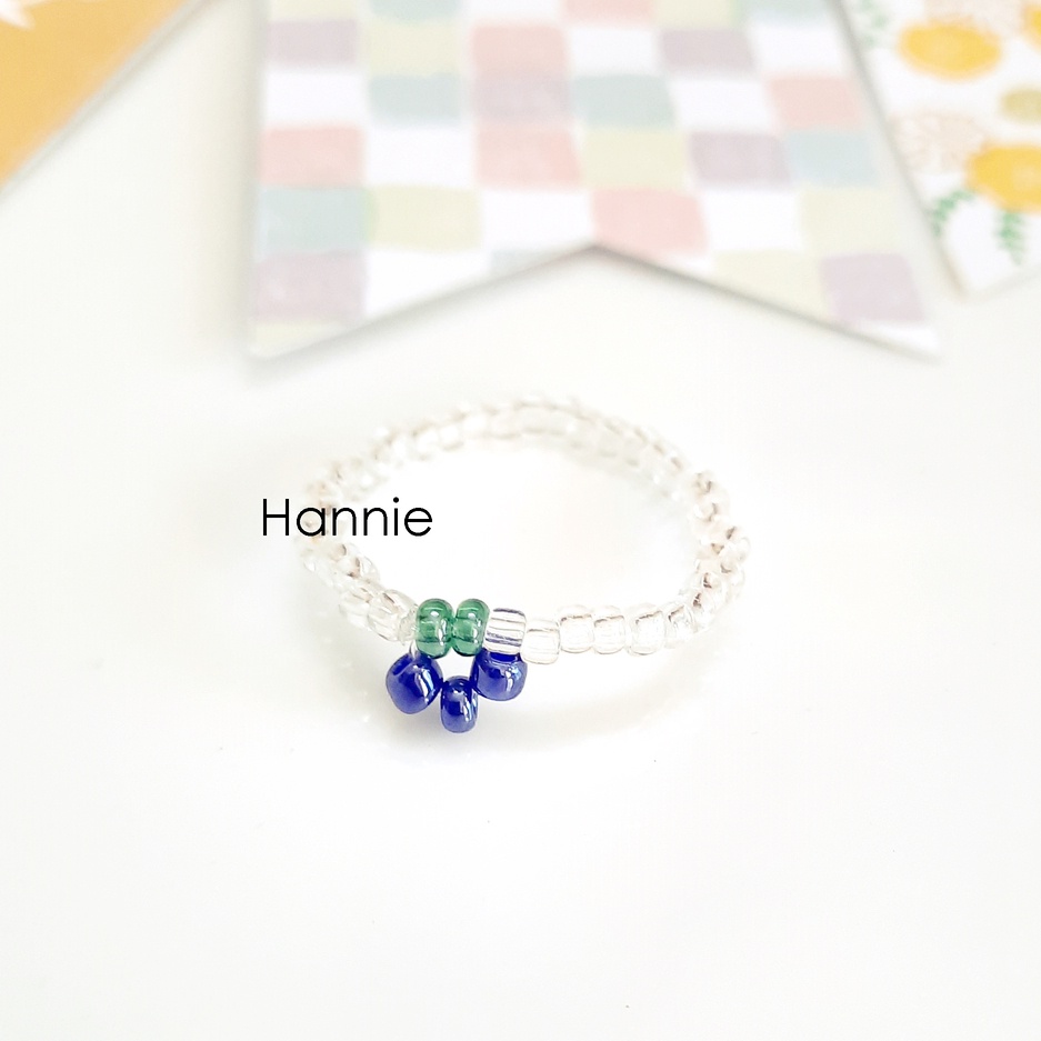 Nhẫn hạt cườm trong trái cây cherry/nho/cam/chanh handmade