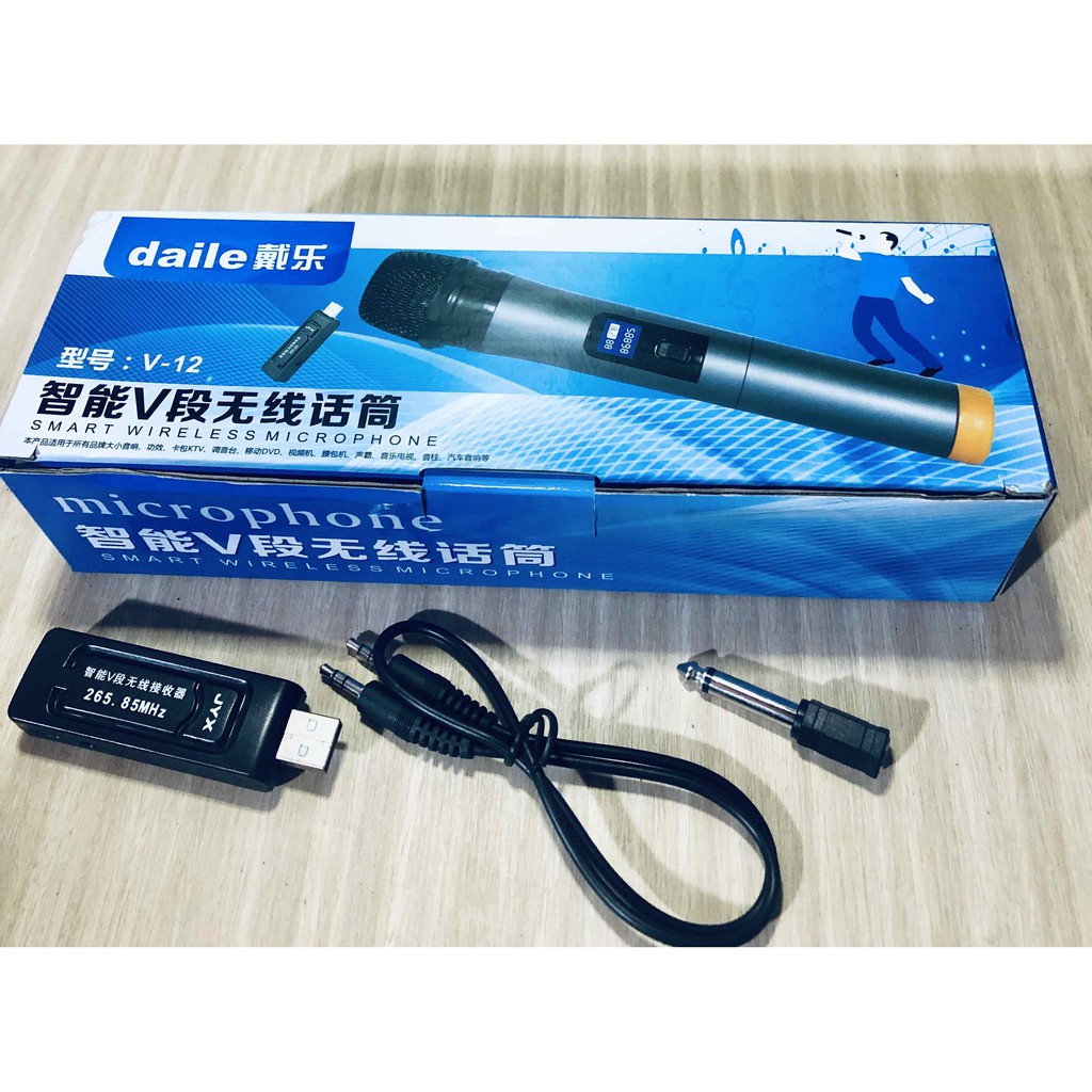 Micro Karaoke không dây cho loa kéo Zansong V12 /V20  màn hình LCD (đen) - Hỗ trợ jack cắm 3.5mm và 6.5 -dc3452