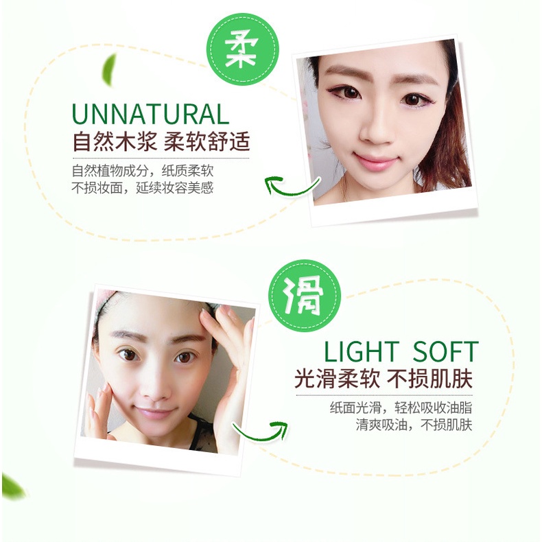 Gói 100 Tờ Giấy Thấm Dầu Sạch Da Thấm Mồ Hôi Hương Trà Xanh Thơm Mát Tiện Dụng