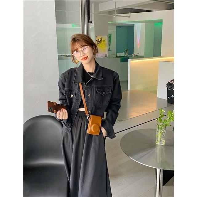 Áo Khoác denim Tay Dài Dáng Rộng Phong Cách Thời Trang Harajuku Hàn Quốc 2022